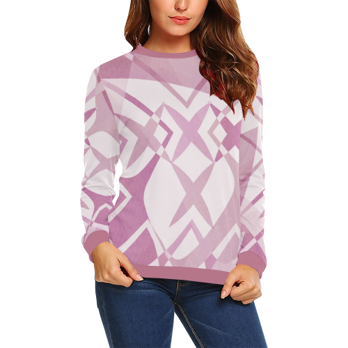Criss Crossed All Over Print Crewneck Sweatshirt for Women (Model H18)
