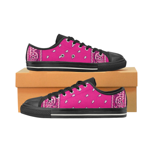 KERCHIEF PATTERN PINK Low Top Canvas Shoes for Kid (Model 018)