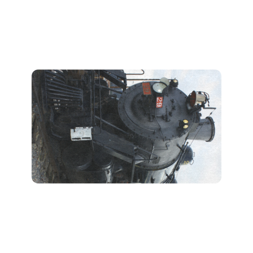Railroad Vintage Steam Engine on Train Tracks Doormat 30"x18" (Black Base)