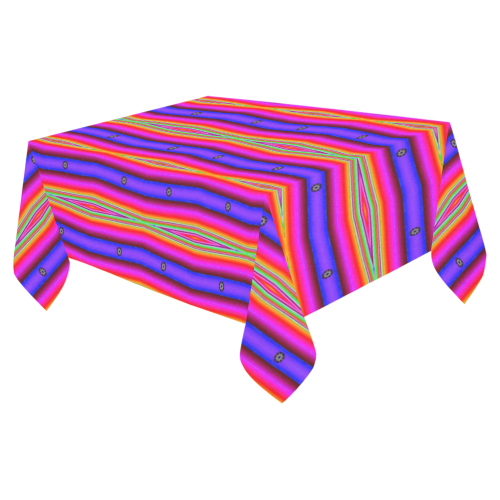 Bright Pink Purple Stripe Abstract Cotton Linen Tablecloth 52"x 70"