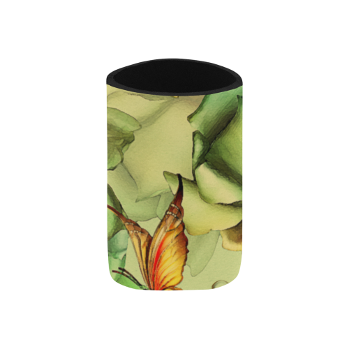 Colorful flowers with butterflies Neoprene Can Cooler 4" x 2.7" dia.