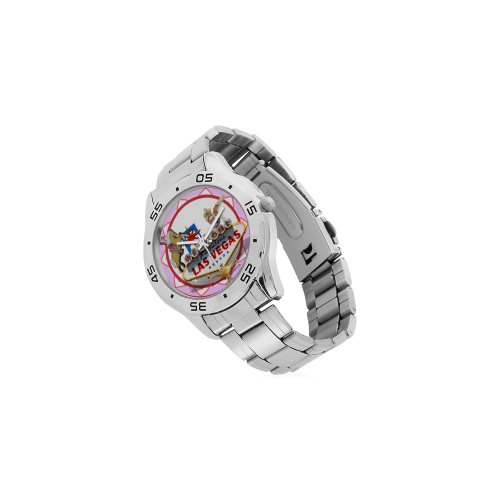 LasVegasIcons Poker Chip - Pink Men's Stainless Steel Analog Watch(Model 108)