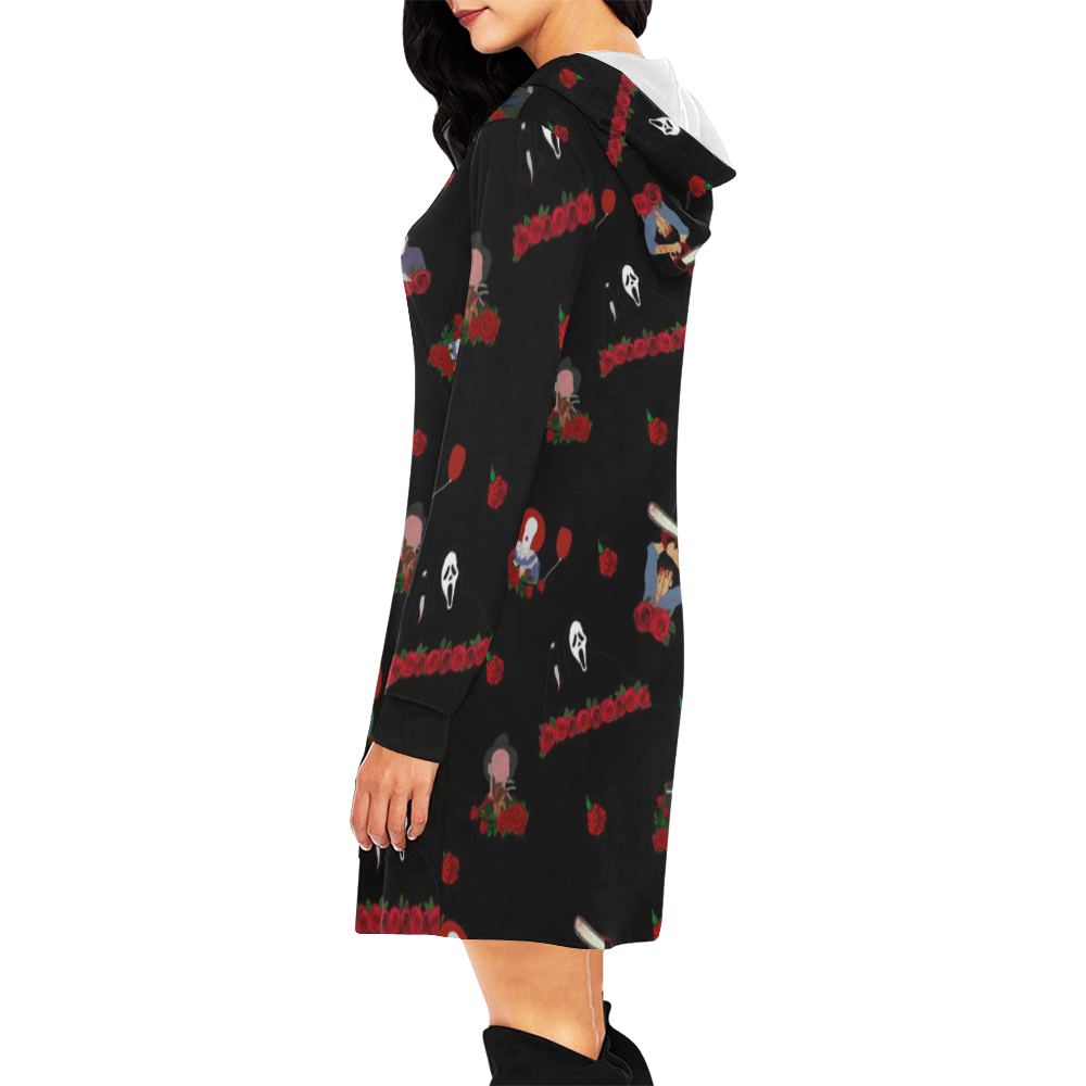 Horror All Over Print Hoodie Mini Dress (Model H27)