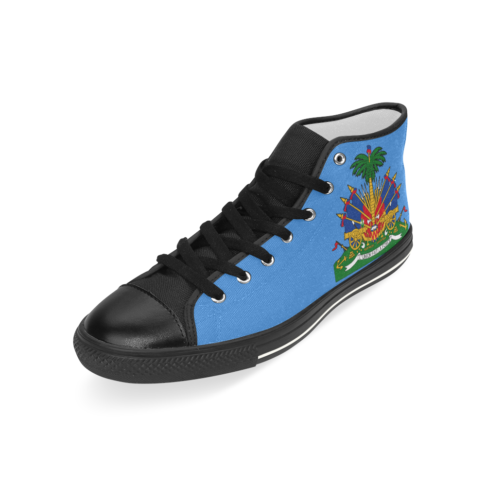 Haitian Flag Men’s Classic High Top Canvas Shoes (Model 017)