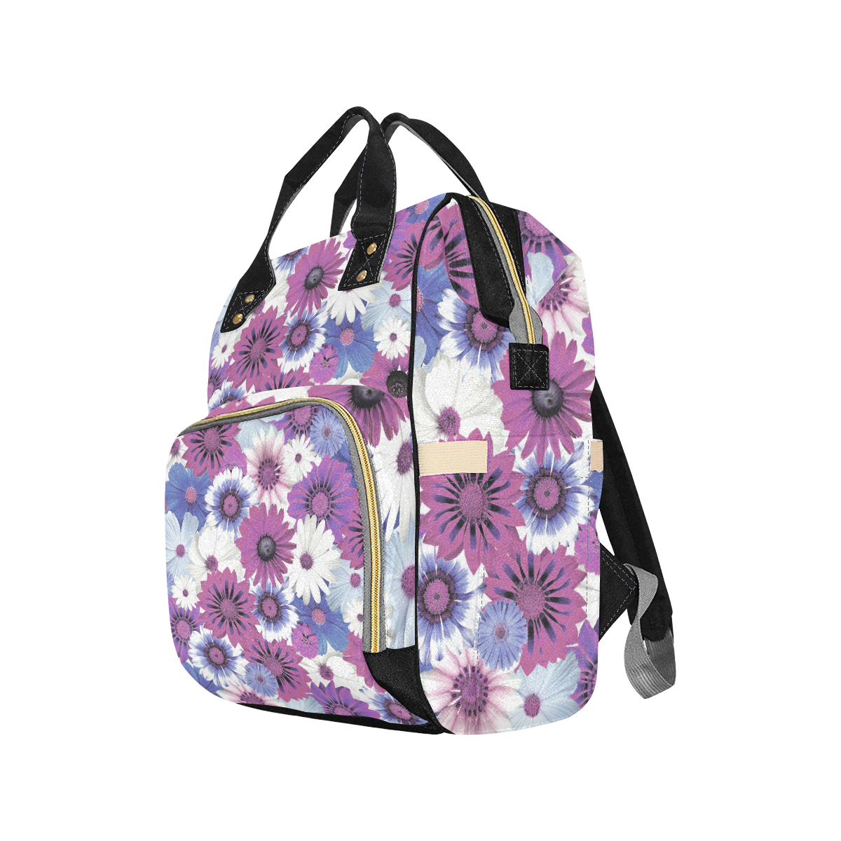 Spring Time Flowers 5 Multi-Function Diaper Backpack/Diaper Bag (Model 1688)