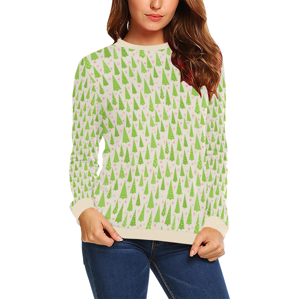 Christmas Trees Forest All Over Print Crewneck Sweatshirt for Women (Model H18)