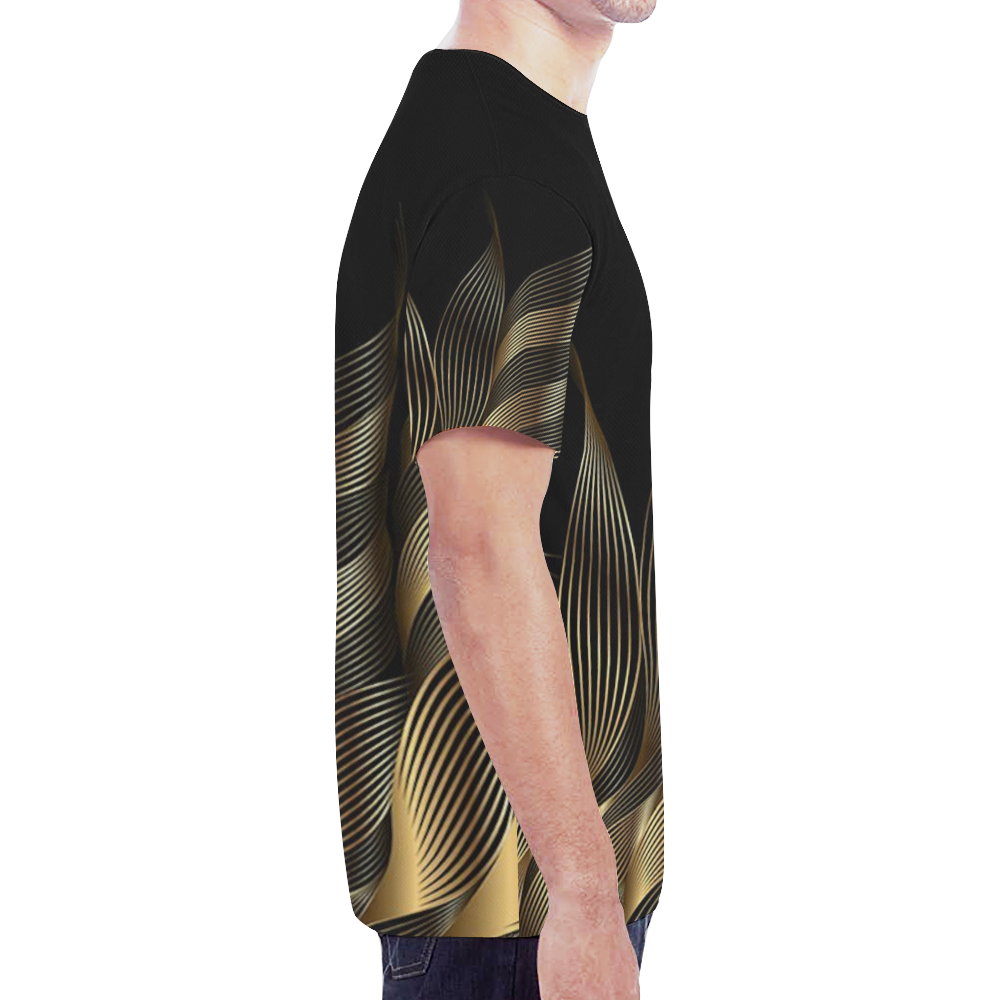 gold waves New All Over Print T-shirt for Men (Model T45)