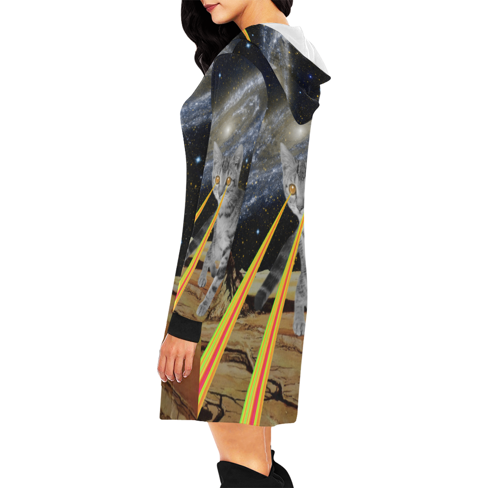 cat space 2 All Over Print Hoodie Mini Dress (Model H27)