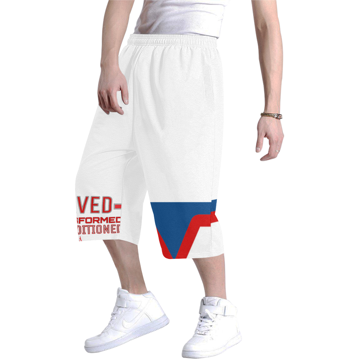 White Men's All Over Print Baggy Shorts (Model L37)