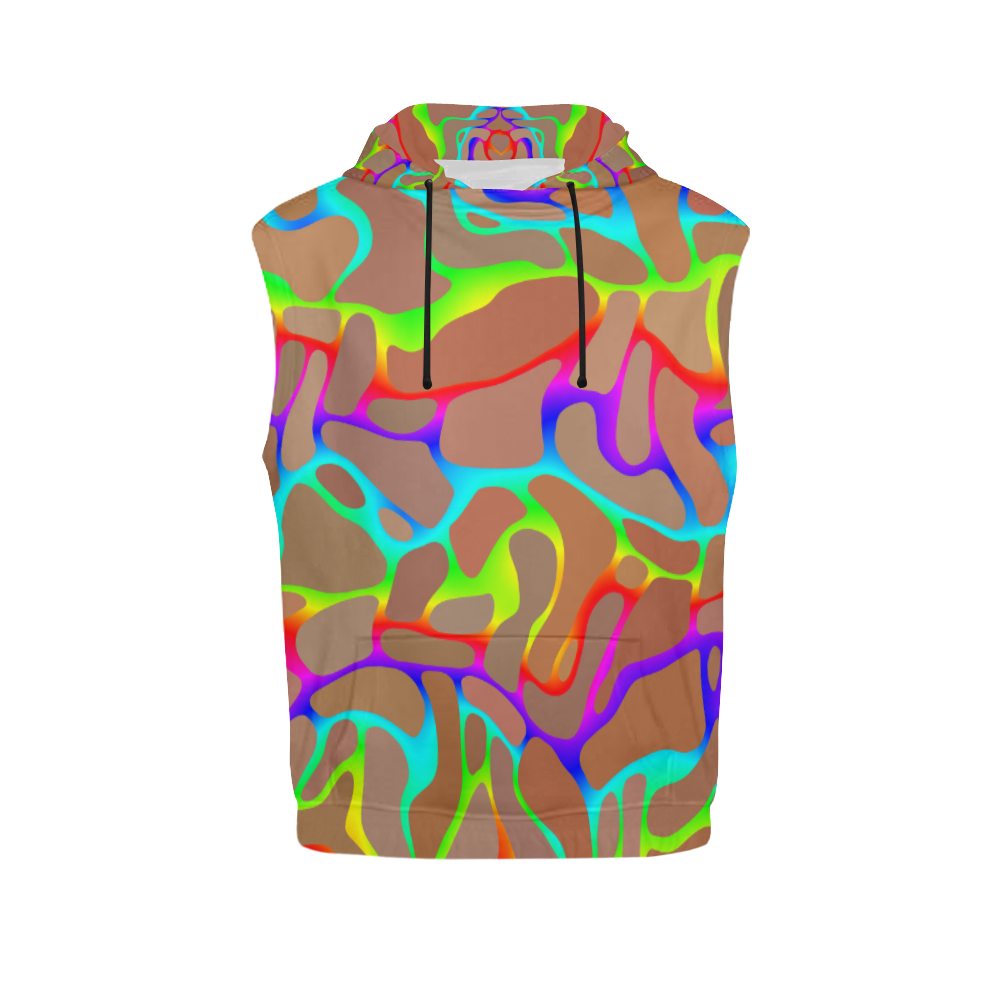 Colorful wavy shapes All Over Print Sleeveless Hoodie for Women (Model H15)