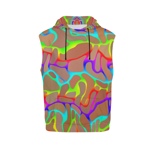 Colorful wavy shapes All Over Print Sleeveless Hoodie for Women (Model H15)