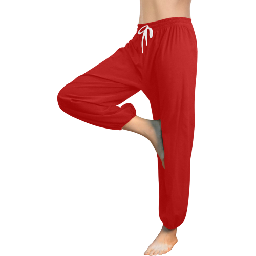 Royal Rose Red Solid Color Women's All Over Print Harem Pants (Model L18)