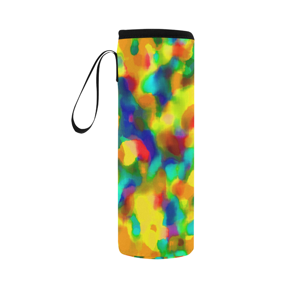 Colorful watercolors texture Neoprene Water Bottle Pouch/Large