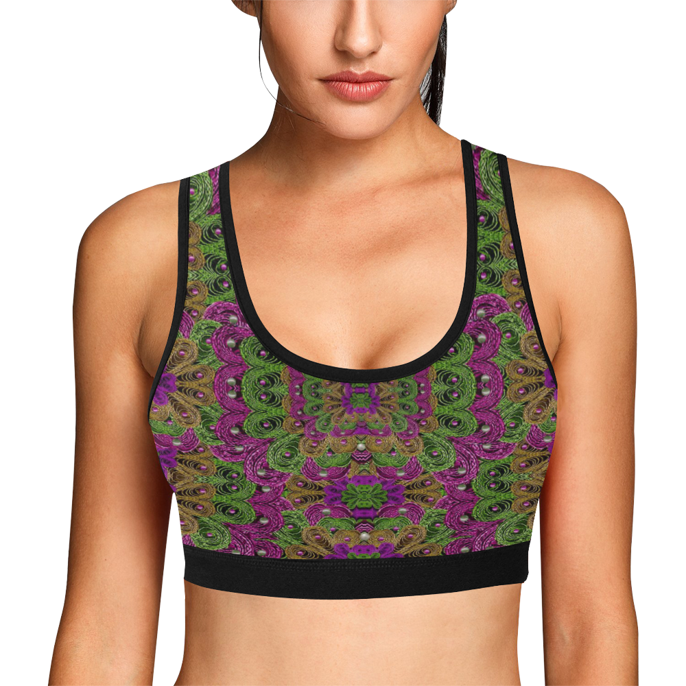 Peacock lace in the nature Women's All Over Print Sports Bra (Model T52)