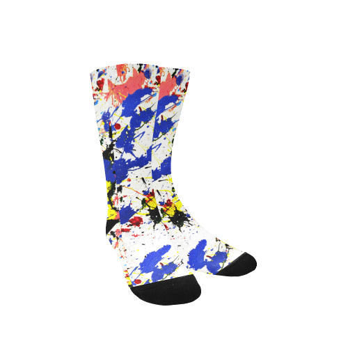 Blue and Red Paint Splatter Custom Socks for Women