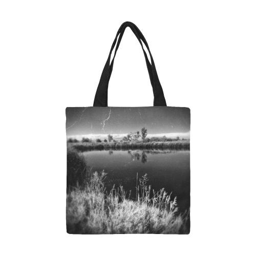 vintage pond black and white All Over Print Canvas Tote Bag/Small (Model 1697)