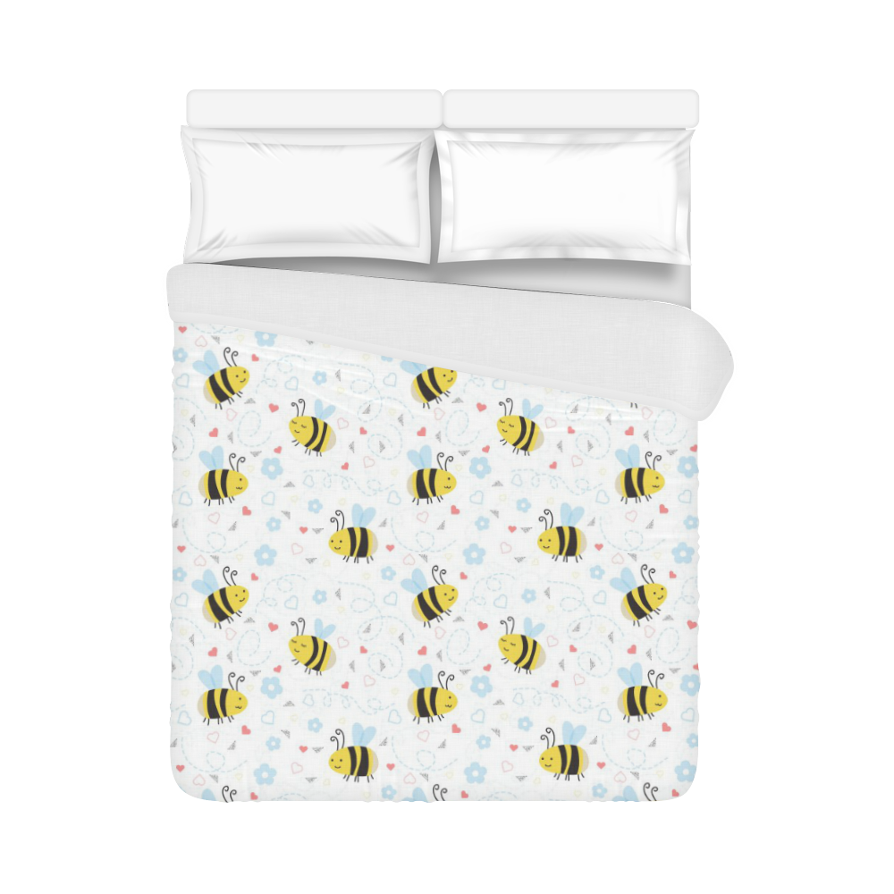 Cute Bee Pattern Duvet Cover 86"x70" ( All-over-print)