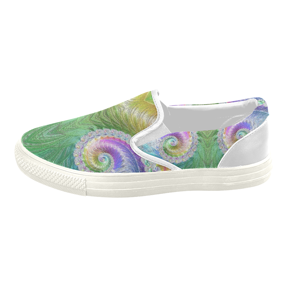 Frax Fractal Rainbow Women's Slip-on Canvas Shoes (Model 019)