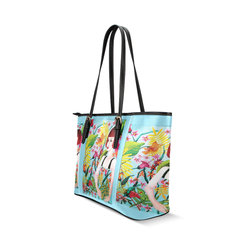 TROPICAL DREAMING Leather Tote Bag/Small (Model 1640)