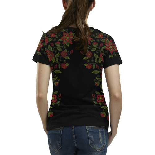 Metis Art T-shirts Native Beading Shirts All Over Print T-Shirt for Women (USA Size) (Model T40)