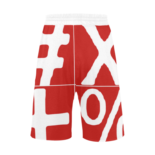 NUMBERS Collection Symbols White/Red Men's All Over Print Casual Shorts (Model L23)