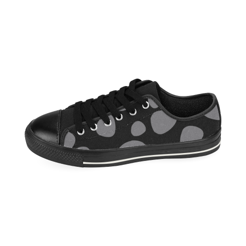Black leopard skin Low Top Canvas Shoes for Kid (Model 018)