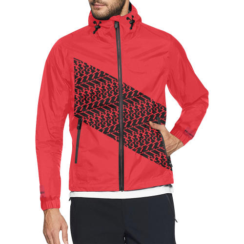 NUMBERS Collection 1234567 "Flag" Reverse Cherr Red/Black Unisex All Over Print Windbreaker (Model H23)