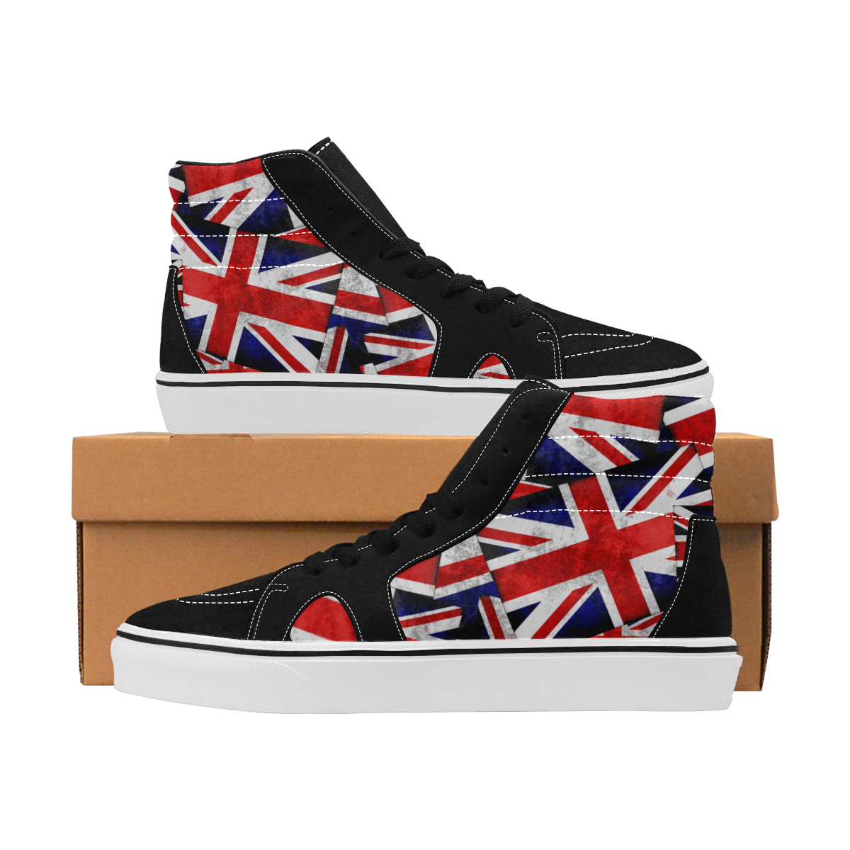 Union Jack British UK Flag Women's High Top Skateboarding Shoes (Model E001-1)