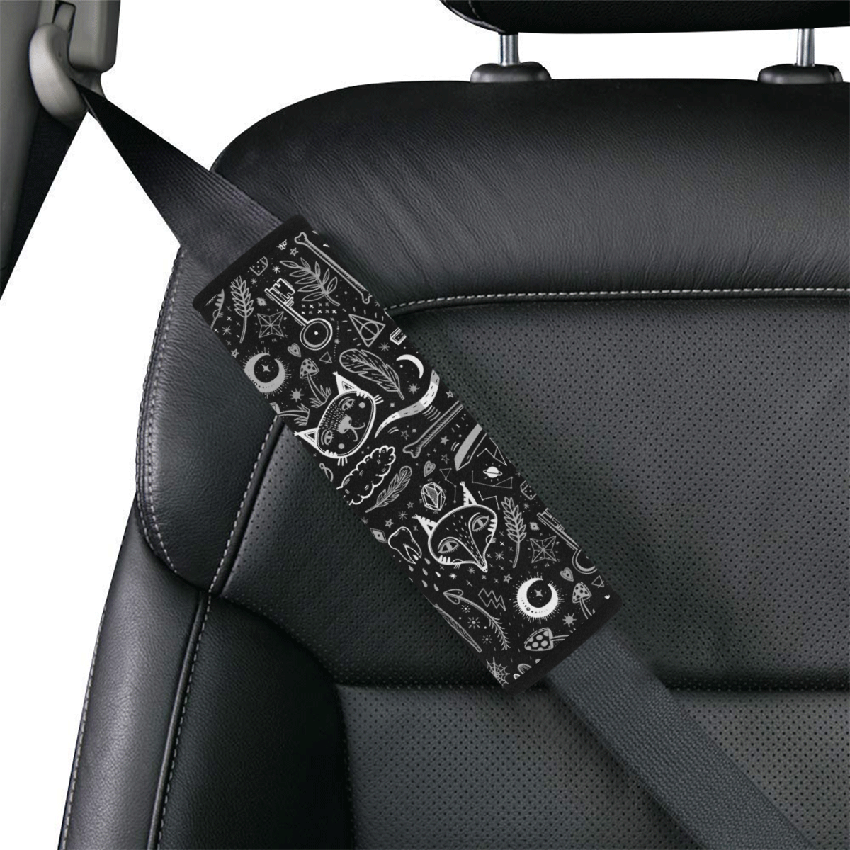 Funny Nature Of Life Sketchnotes Pattern 4 Car Seat Belt Cover 7''x8.5''