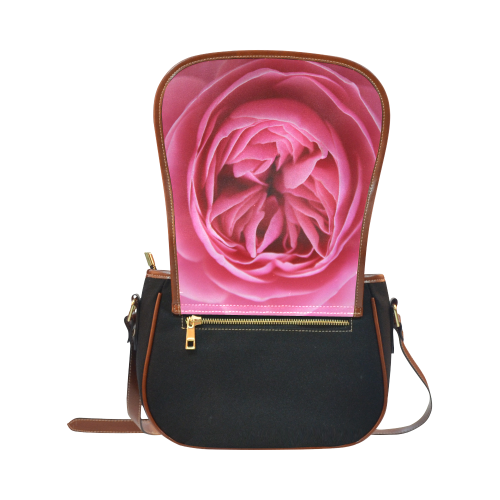 Rose Fleur Macro Saddle Bag/Small (Model 1649)(Flap Customization)