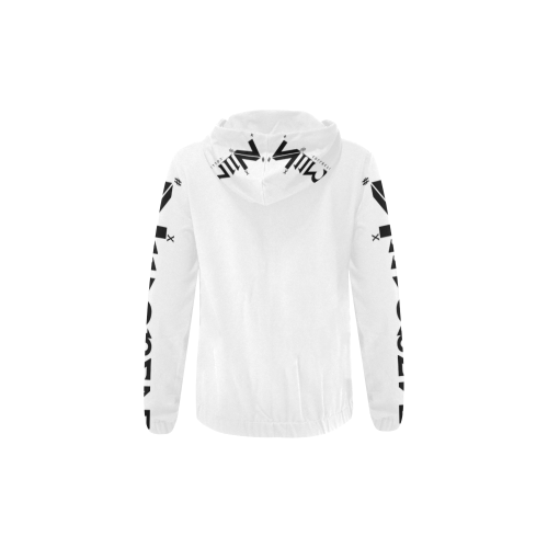 NUMBERS Collection White/Black All Over Print Full Zip Hoodie for Kid (Model H14)