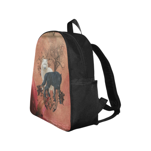 Awesome black and white wolf Multi-Pocket Fabric Backpack (Model 1684)