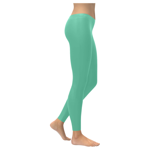 color medium aquamarine Women's Low Rise Leggings (Invisible Stitch) (Model L05)