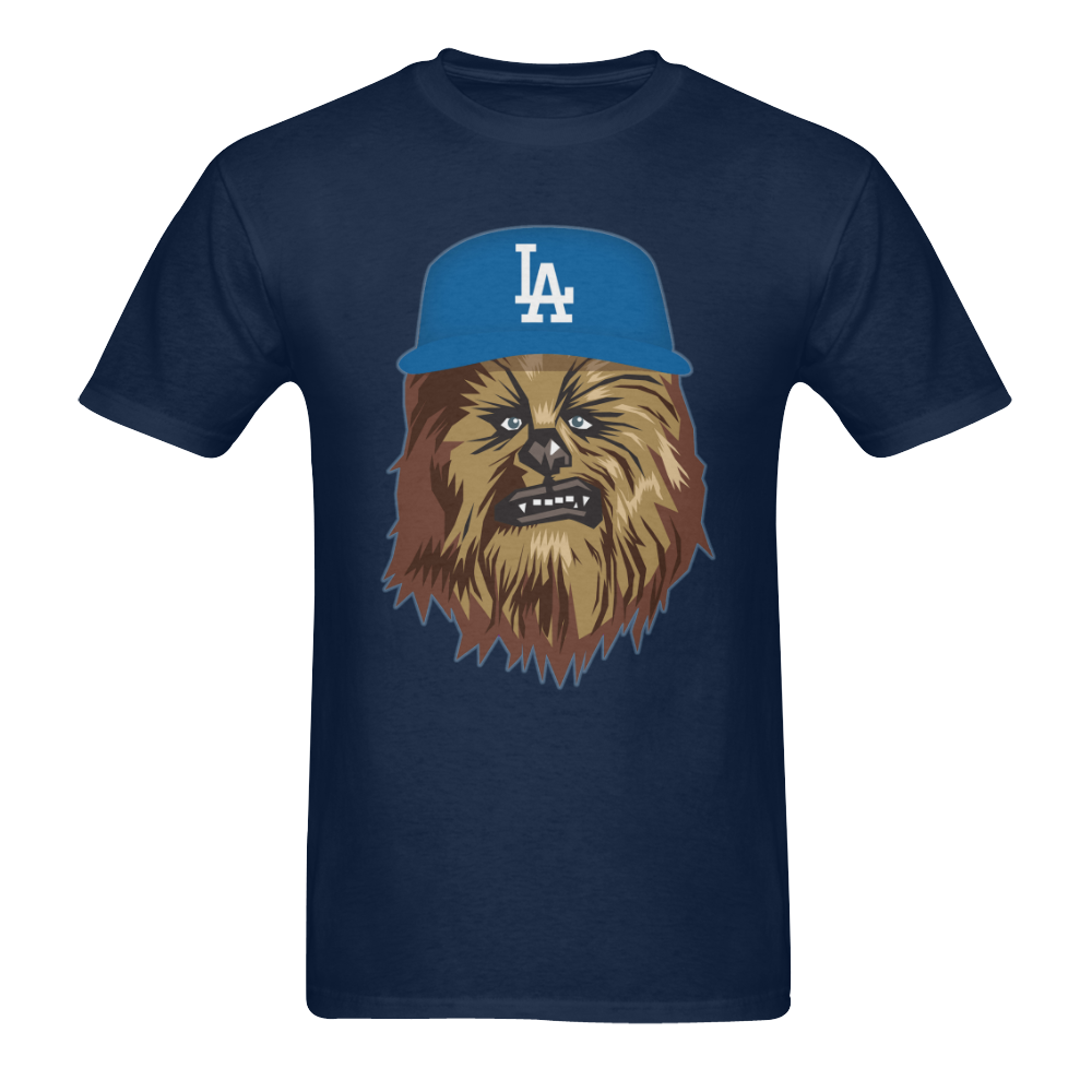 LA Chewy Men's dark blue tshirt Men's T-Shirt in USA Size (Two Sides Printing)