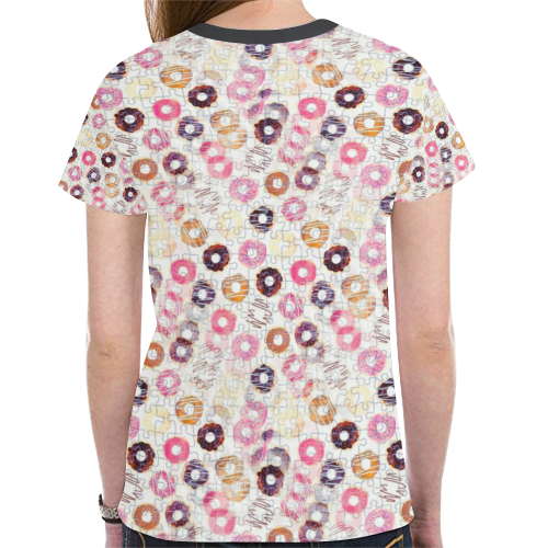 Donuts Pattern by K.Merske New All Over Print T-shirt for Women (Model T45)