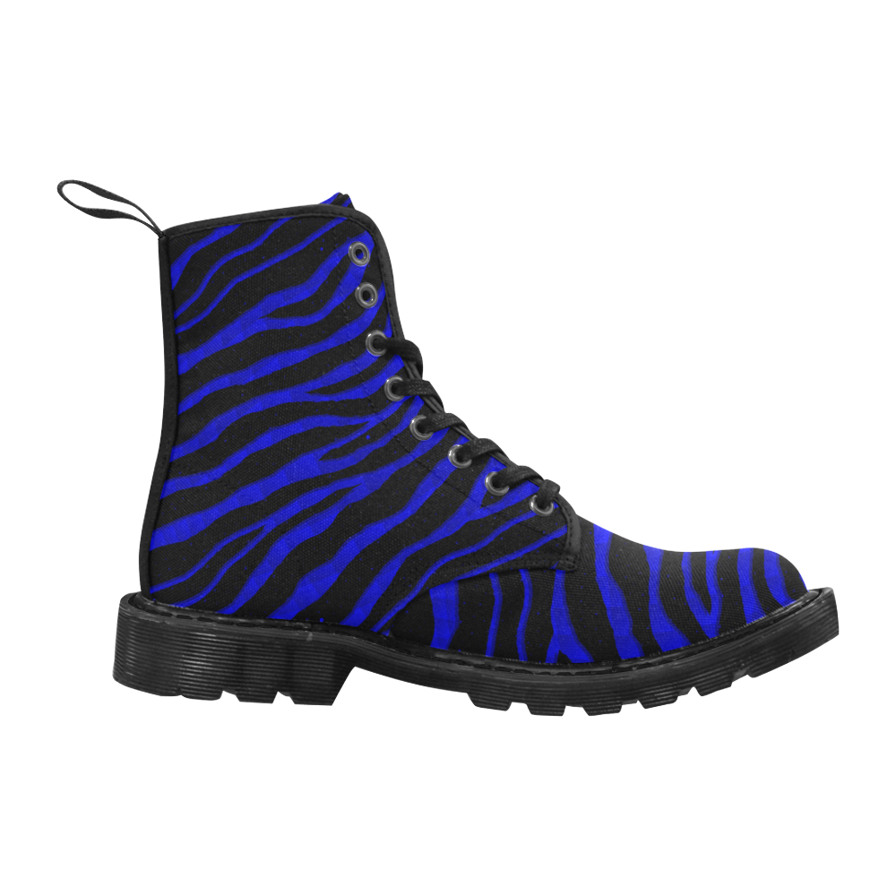Ripped SpaceTime Stripes - Blue Martin Boots for Women (Black) (Model 1203H)