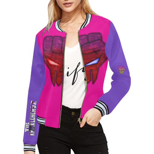 Ladies Knucklehead Jacket All Over Print Bomber Jacket for Women (Model H21)