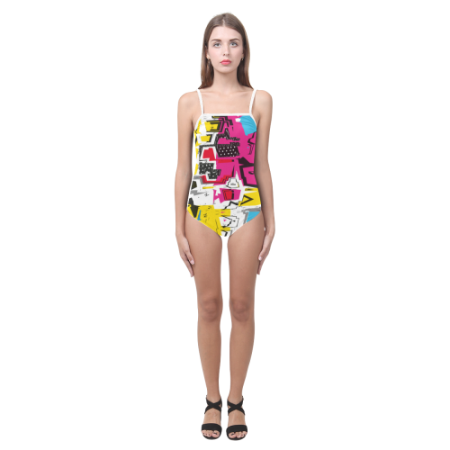 Distorted shapes Strap Swimsuit ( Model S05)