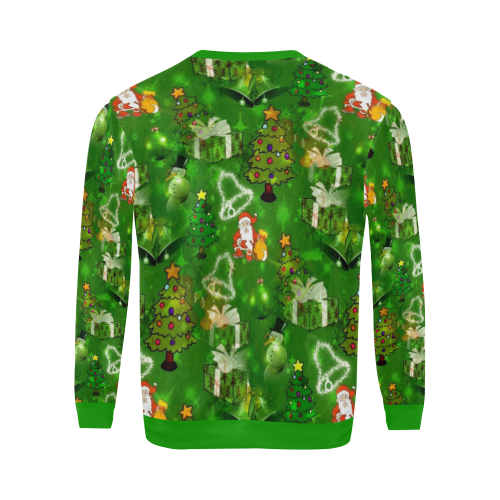 Green Christmas Popart by Nico Bielow All Over Print Crewneck Sweatshirt for Men (Model H18)