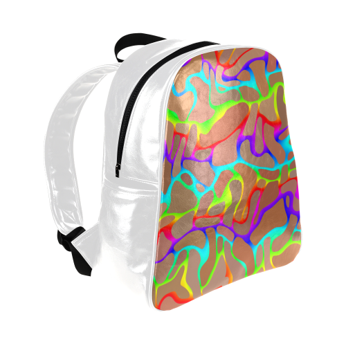 Colorful wavy shapes Multi-Pockets Backpack (Model 1636)