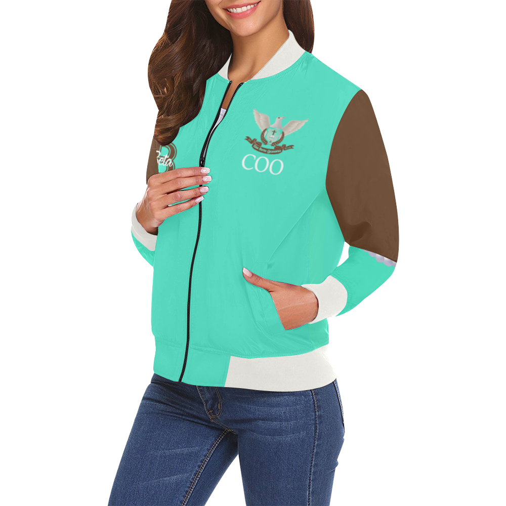 Jacket Front COO All Over Print Bomber Jacket for Women (Model H19)