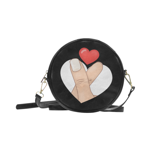 Finger Heart / Black Round Sling Bag (Model 1647)