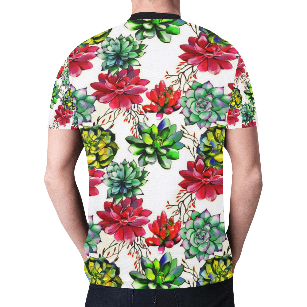 Vibrant Succulent Cactus Pattern New All Over Print T-shirt for Men (Model T45)