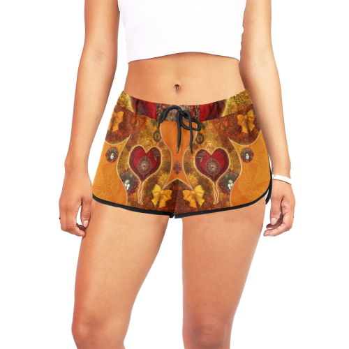 Steampunk decorative heart Women's All Over Print Relaxed Shorts (Model L19)