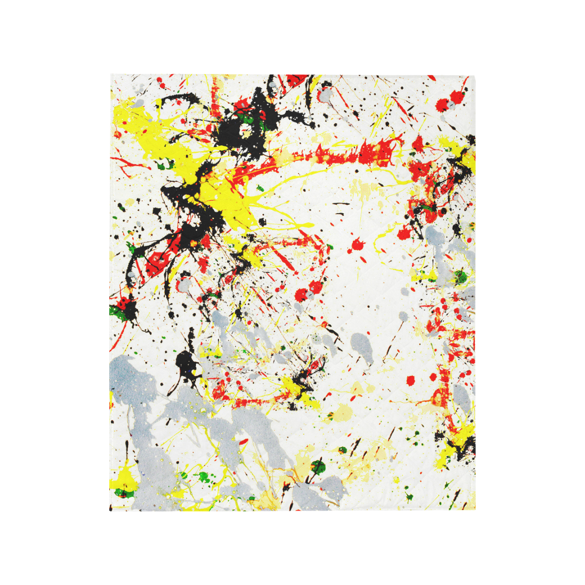 Black, Red, Yellow Paint Splatter Quilt 50"x60"
