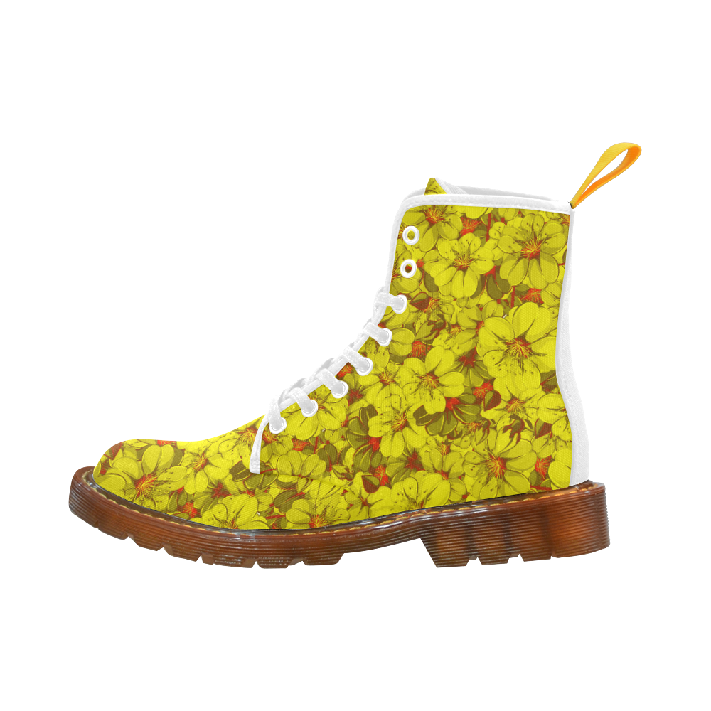 Yellow flower pattern Martin Boots For Women Model 1203H