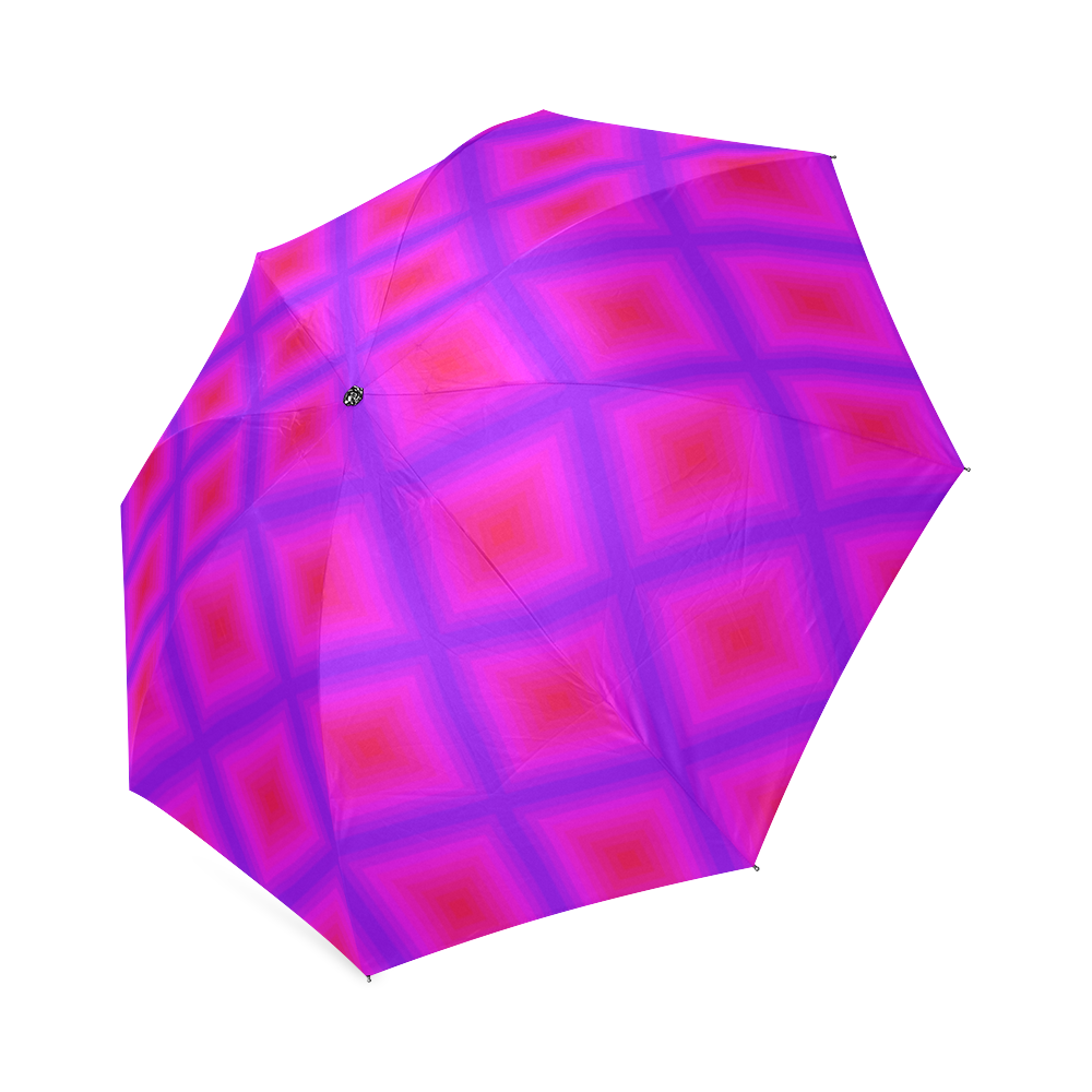 Pink purple multicolored multiple squares Foldable Umbrella (Model U01)