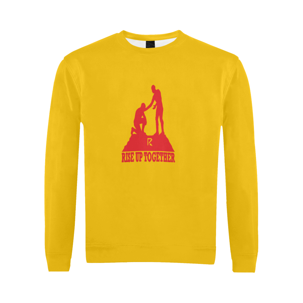 Rise Up Together Crewneck Sweatshirt for Men/Large (Red & Yellow) All Over Print Crewneck Sweatshirt for Men/Large (Model H18)