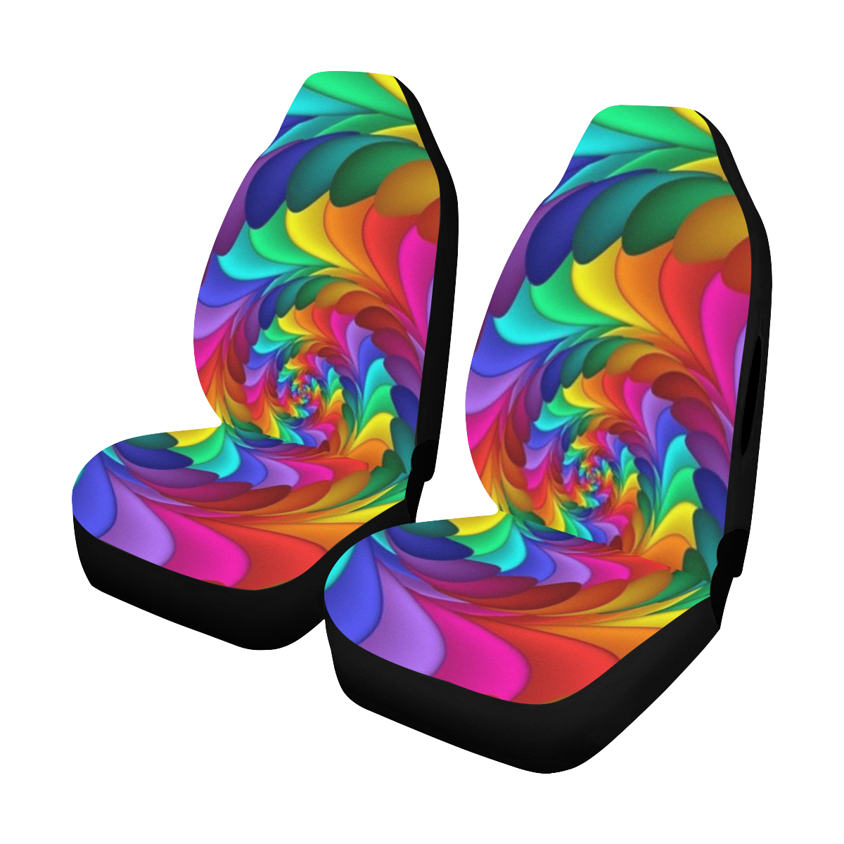 RAINBOW CANDY SWIRL Car Seat Cover Airbag Compatible (Set of 2)