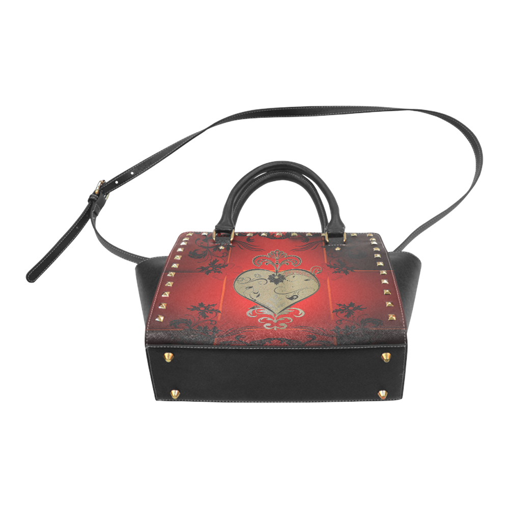 Wonderful decorative heart Rivet Shoulder Handbag (Model 1645)
